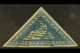 CAPE  1855-63 4d Blue Triangular, SG 6a, Very Fine Used With Clear Postmark, Full Large Margins, Nice Fresh Colour. For  - Sin Clasificación
