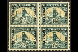 OFFICIAL VARIETY  1935-49 1½d Wmk Inverted, "Broken Chimney" Variety In A Block Of 4, SG O22/22ab, Slight Wrinkle On Sta - Non Classés