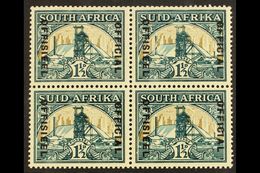 OFFICIAL VARIETY  1935-49 1½d Wmk Inverted, "Broken Chimney" Variety In A Block Of 4, SG O22/22ab, Slight Wrinkle On Sta - Non Classificati