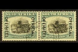 OFFICIAL VARIETY  1950-4 5s Black & Pale Blue-green With "Thunderbolt" Variety (stamp Listed In Union Handbook As V2), S - Unclassified