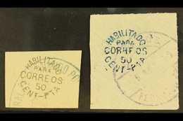 FERNANDO POO  1884-94 50c Handstamps In Blue & In Black On Plain Papers (SG 12A & 12B, See After Edifil 11e), Fine Used  - Andere & Zonder Classificatie