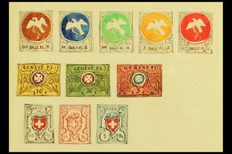 1861 HAND PAINTED STAMPS  Unique Miniature Artworks Created By A French "Timbrophile" In 1861. A Colourful Group Compris - Autres & Non Classés