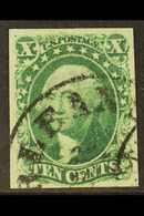 1851-57  10c Green Washington, Type II SG 16, Scott 14, Fine With Four Neat Margins, Part New Orleans Cds, Buhler Guaran - Altri & Non Classificati