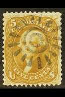 1861-62  5c Buff Jefferson, SG 63, Scott 67, Superb Used With Strong Colour And Neat Segmented Cork Cancel, Buhler Guara - Other & Unclassified