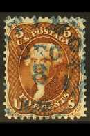 1862-66  5c Red Brown Jefferson, SG 71, Scott 75, Fine With Neat Blue Cds, Buhler Guarantee Mark.  For More Images, Plea - Andere & Zonder Classificatie