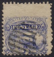 1869  3c Deep Ultramarine Locomotive Stamp MISPERFORATION, Lightly Used Example With A Massive 4mm Downward Misplacement - Sonstige & Ohne Zuordnung