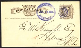 1880  1c. Postal Stationery Card To Helena Bearing Terminus Montana/Jul 18 Target Cancel (renamed Dillon When Railway Mo - Altri & Non Classificati