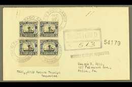 AMERICAN SAMOA  1927 (Dec 27) Registered Cover Franked With 5c Norse-American In A Lower Marginal BLOCK OF FOUR, Various - Sonstige & Ohne Zuordnung