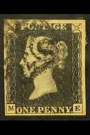 1840  1d Black 'ME' Plate 5, SG 2, Used With 4 Margins & Neat Black MC Pmk Over One Corner. For More Images, Please Visi - Unclassified