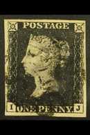 1840  1d Black 'I J' Plate 4, SG 2, Used With 4 Margins & Black MC Cancellation. For More Images, Please Visit Http://ww - Non Classés