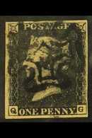 1840  1d Black 'QG' Plate 5, SG 2, Used With 4 Margins & Black MC Cancellation. For More Images, Please Visit Http://www - Sin Clasificación