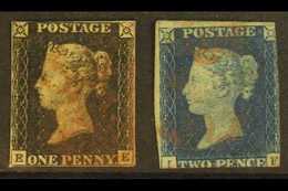 1840  1d Black & 2d Blue, SG 2, 5, Used Spacefillers, Cat.£1275 (2). For More Images, Please Visit Http://www.sandafayre - Autres & Non Classés