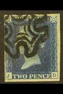 1840  2d Deep Full Blue 'JD' Plate 2, SG 4, Used With 4 Margins And Black MC Cancellation. For More Images, Please Visit - Autres & Non Classés