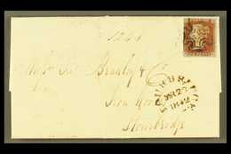 1841 "BLACK PLATE" ON COVER.  1842 (19 Mar) EL From Manchester To Stourbridge Bearing 1841 1d Red-brown 'EK' From Plate  - Other & Unclassified