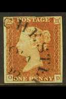 1841  1d Red-brown Imperf, Lettered "OD", Plate 26, Very Fine Used With Large Part Wessex Type "DORCHESTER / NO 14/ 1842 - Otros & Sin Clasificación