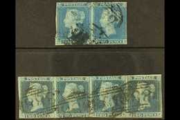 1841  2d Blue Plate 3 Lettered "QC", From The SECOND STATE In A Used "QC-QF" Horizontal Strip Of Four, SG Spec ES11ea Pl - Altri & Non Classificati