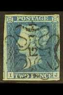 1841  2d Blue, Lettered "IJ", Superb Used With Almost Full Centrally Placed And Upright Number "12" In Maltese Cross Can - Autres & Non Classés