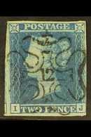 1841  2d Blue, Lettered "IJ", Superb Used With Almost Full Centrally Placed And Upright Number "12" In Maltese Cross Can - Other & Unclassified