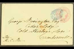 1851  (2 Mar) 1d Postal Stationery Envelope From Farringdon To Camberwell, With "293" (FARRINGDON) Cancel In BLUE. For M - Autres & Non Classés