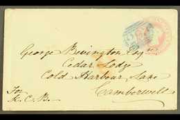 1851  (2 Mar) 1d Postal Stationery Envelope From Farringdon To Camberwell, With "293" (FARRINGDON) Cancel In BLUE. For M - Otros & Sin Clasificación