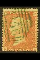 1855  1d Red- Brown On Blued Perf 14, Wmk LC, SG 29, Used With Crisp BRIGHT GREEN Numeral Cancellation For More Images,  - Autres & Non Classés