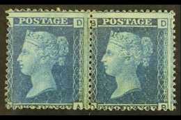 1858  2d Blue Plate 9, SG 45, Mint PAIR, One Stamp Never Hinged. For More Images, Please Visit Http://www.sandafayre.com - Autres & Non Classés