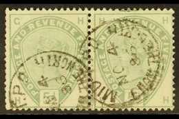 1884  5d Dull Green, SG 193, A Used PAIR With Delicate Fully Dated Cds Cancellations. Cat £420.(2 Stamps). For More Imag - Autres & Non Classés