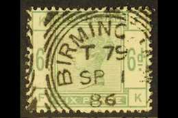 1884  6d Dull Green, SG 194, Used With Fully Dated Birmingham Cds Cancellation. Cat £240. For More Images, Please Visit  - Sonstige & Ohne Zuordnung