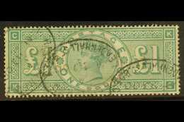 1887-92  £1 Green, SG 212, Fine Used With Bank Of England Leadenhall St Oval Cancellation. Cat £800. For More Images, Pl - Other & Unclassified