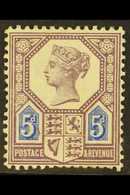 1887-92  5d Dull Purple And Blue (Die I), SG 207, Mint With Short Perfs At The Base. Cat £800. For More Images, Please V - Autres & Non Classés