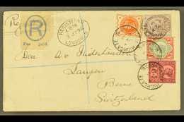 1896  (3 July) Env Registered From London To Berne, Switzerland Bearing A Spectacular 4- Colour Franking Of The 1d Lilac - Otros & Sin Clasificación