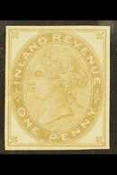 POSTAL FISCAL  1878 1d Die 4 IMPERF. COLOUR TRIAL In Yellow- Ochre On Gummed, Watermarked Paper (as SG F22) For More Ima - Other & Unclassified