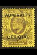 OFFICIALS  ADMIRALTY. 1903 3d Purple/yellow, SG O106, Cds Used For More Images, Please Visit Http://www.sandafayre.com/i - Non Classés