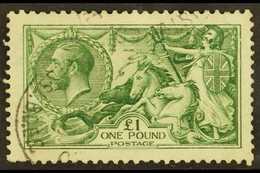 1913  £1 Green "Seahorse", SG 403, Fine Cds Used With One Shortish Perf. Lovely For More Images, Please Visit Http://www - Unclassified