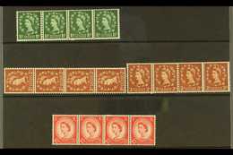 1955-57 COIL JOINED SELECTION.  A Never Hinged Mint Group Of Strips Of 4, Presented On A Stock Card. Includes 1½d (SG 56 - Otros & Sin Clasificación