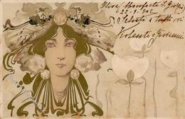 Jugendstil Frau  Künstlerkarte 1902 I-II (fleckig) Art Nouveau - Altri & Non Classificati