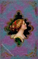Jugendstil Frau Stoff Künstlerkarte 1916 I-II Art Nouveau - Other & Unclassified