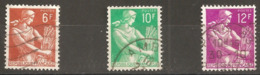 France 1957  Oblitéré   N° 1115  - 1115A  - 1116    - Type Moissonneuse - 1957-1959 Mäherin