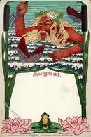 Jugendstil Neptun Frosch  Künstlerkarte I-II Art Nouveau Grenouille - Other & Unclassified