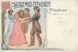 Jugendstil Tanz  Künstlerkarte 1900 I-II Art Nouveau - Andere & Zonder Classificatie