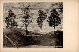 Künstler S Sign. Schiele, Egon Vier Bäume Künstlerkarte I-II - Andere & Zonder Classificatie