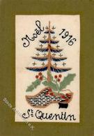 Seide Gestickt Weihnachten 1916 St. Quentin I-II Noel Soie - Autres & Non Classés