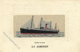 Seide Gewebt Schiff S.S. Dominion 1906 I-II Bateaux Bateaux Soie - Other & Unclassified
