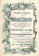 Wein Preisliste Weinhandlung Schneider 1906 I-II Vigne - Expositions