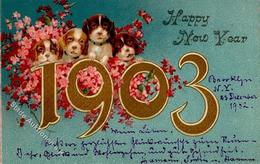 Jahreszahl 1903 Hunde Prägedruck I-II Chien - Altri & Non Classificati