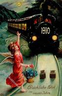 Jahreszahl 1910 Eisenbahn Engel  Prägedruck 1909 I-II Chemin De Fer Ange - Altri & Non Classificati