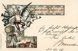 Zwerg Wenn Ich Ein Vöglein Wär Sign. Halier, W. Künstlerkarte 1897 I-II Lutin - Vertellingen, Fabels & Legenden