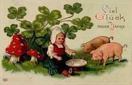 Pilz Schweine Kind Neujahr  Prägedruck 1914 I-II Cochon Bonne Annee - Pilze