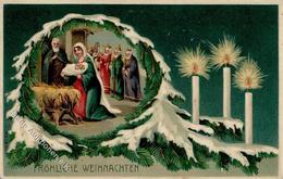 Krippe Weihnachten Prägedruck 1910 I- Noel - Altri & Non Classificati