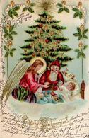 Weihnachtsmann Engel Kind Puppe Prägedruck 1906 I-II Pere Noel Ange - Other & Unclassified